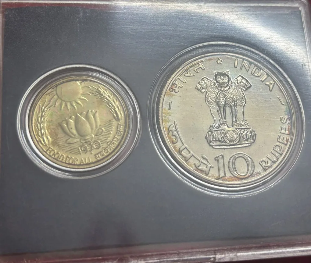 1970 Proof set (f.a.o.) two coins set with card box certificate