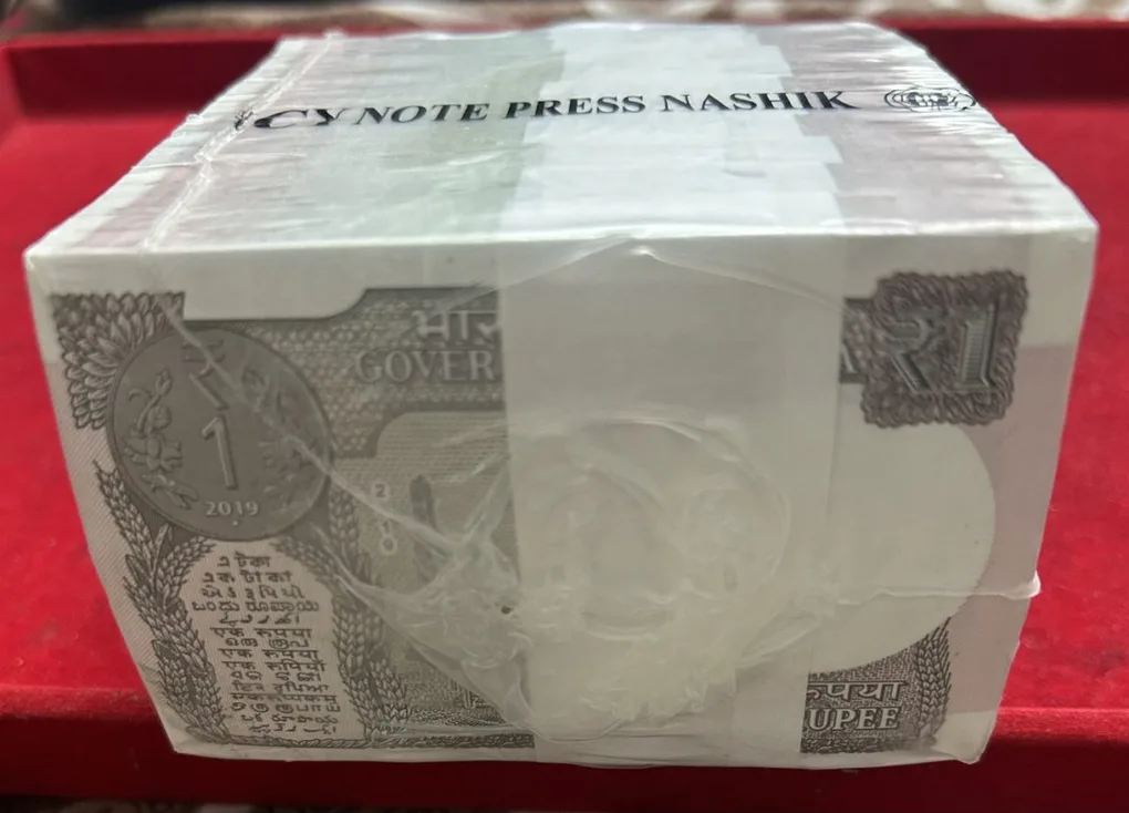 Rare 1 Rupee 2019 Rare Date Complete RIM Sealed Mint Packed 1000 Notes GEM UNC