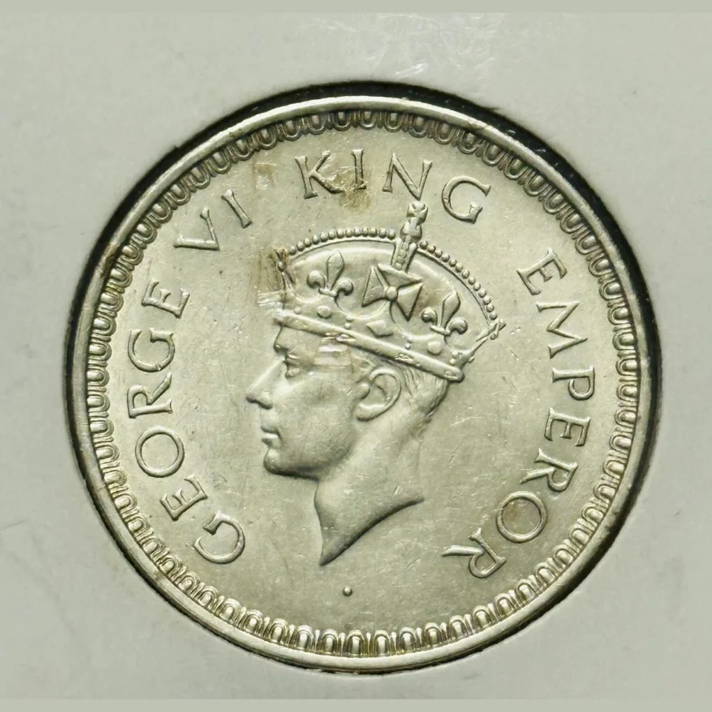George VI One Rupee 1943 Coin Silver Coin UNC