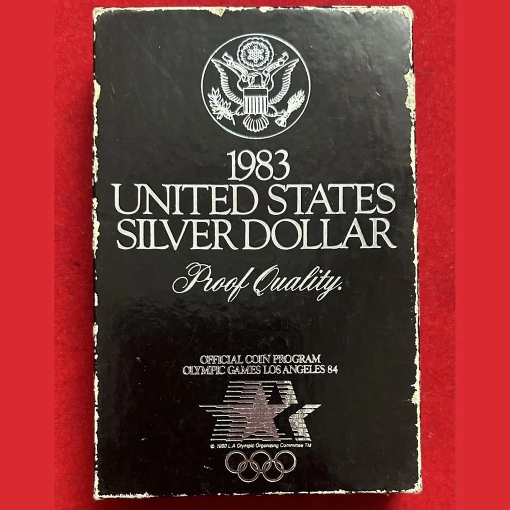 1983 Olympic Dollar Silver Proof America One Dollar With box Mint . San Franscisco