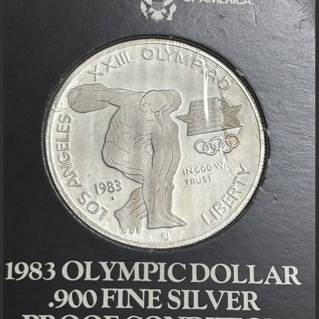 1983 Olympic Dollar Silver Proof America One Dollar With box Mint . San Franscisco