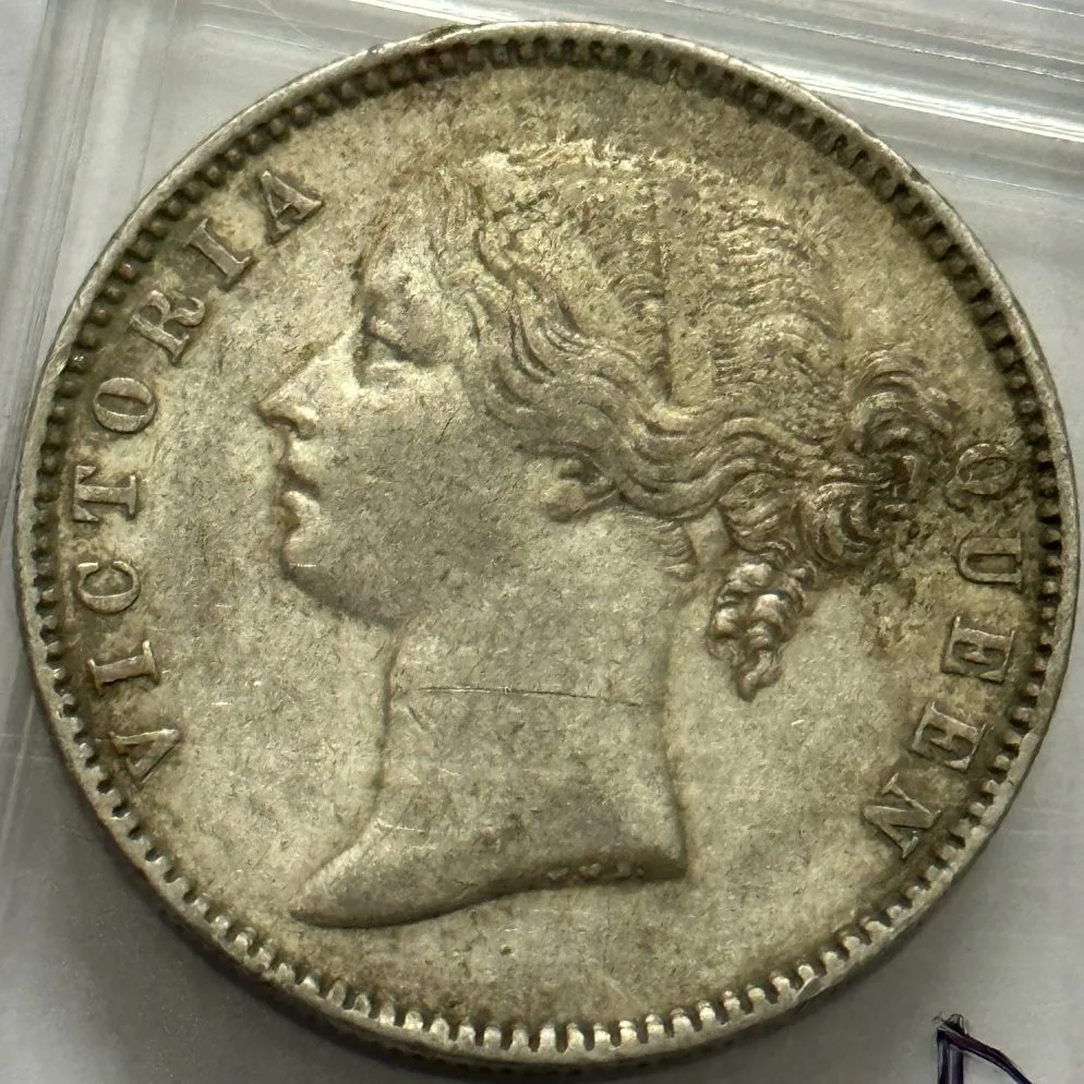British India Victoria One Rupee 1840 WWB. Dot Divided Legend Madras Mint Silver Coin High Rare