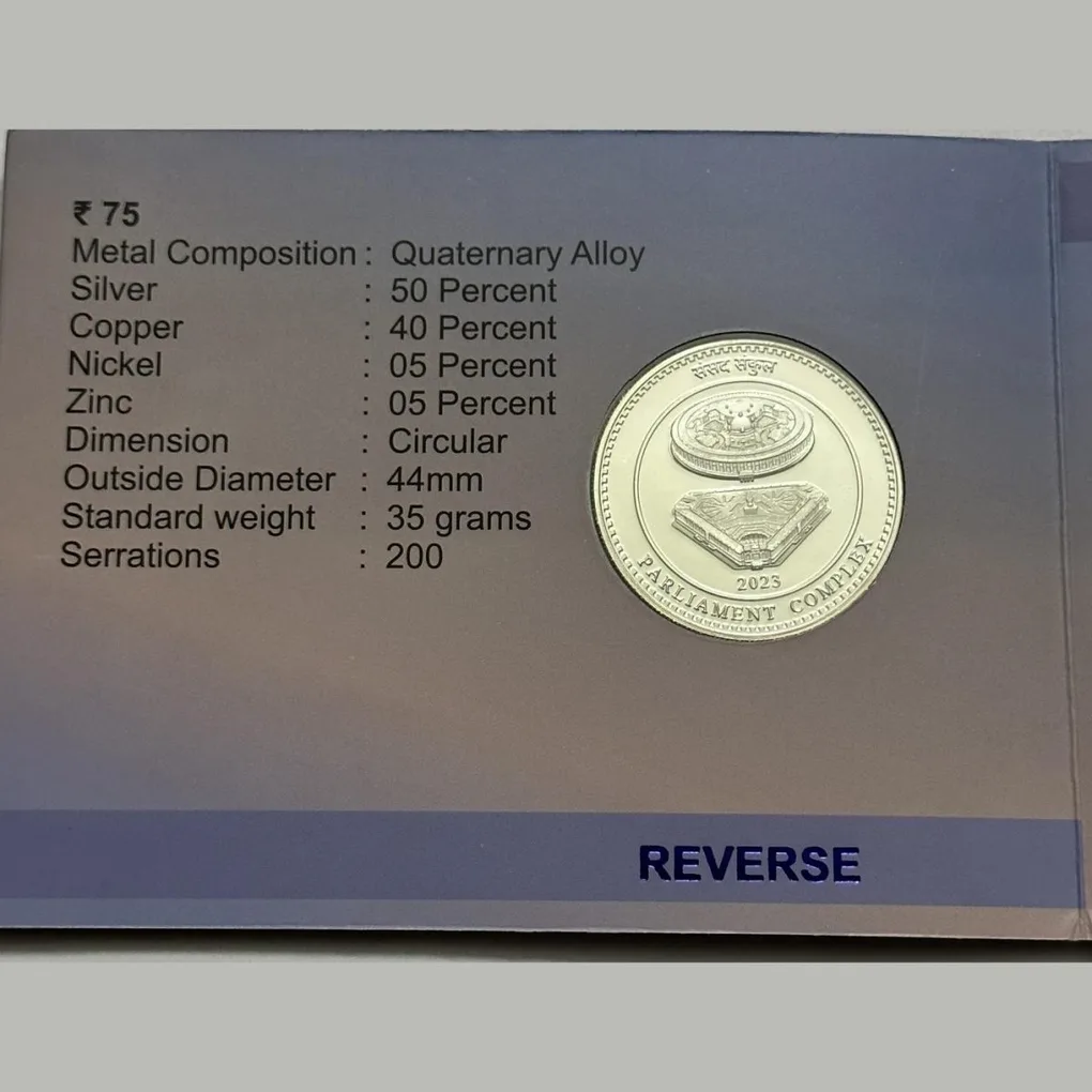 75 Rs Set India Govt Issue Parliament Complex Proof Coin Rare