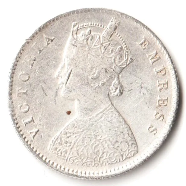 Rare Half Rupee 1887 of Calcutta Mint of Victoria Collectible British India Silver Coin