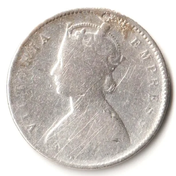 Rare Half Rupee 1893 of Calcutta Mint of Victoria Collectible British India Silver Coin
