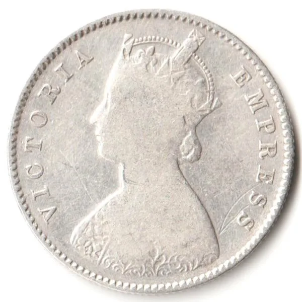 Rare Half Rupee 1893 of Calcutta Mint of Victoria Empress Collectible British India Silver Coin