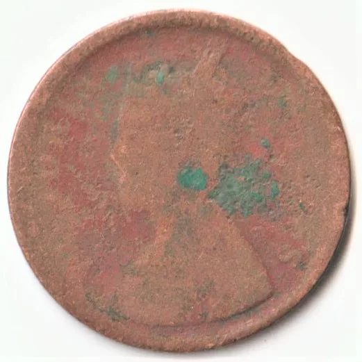 Rare 1/2 Pice 1893 of Victoria Empress of Copper British India Coins