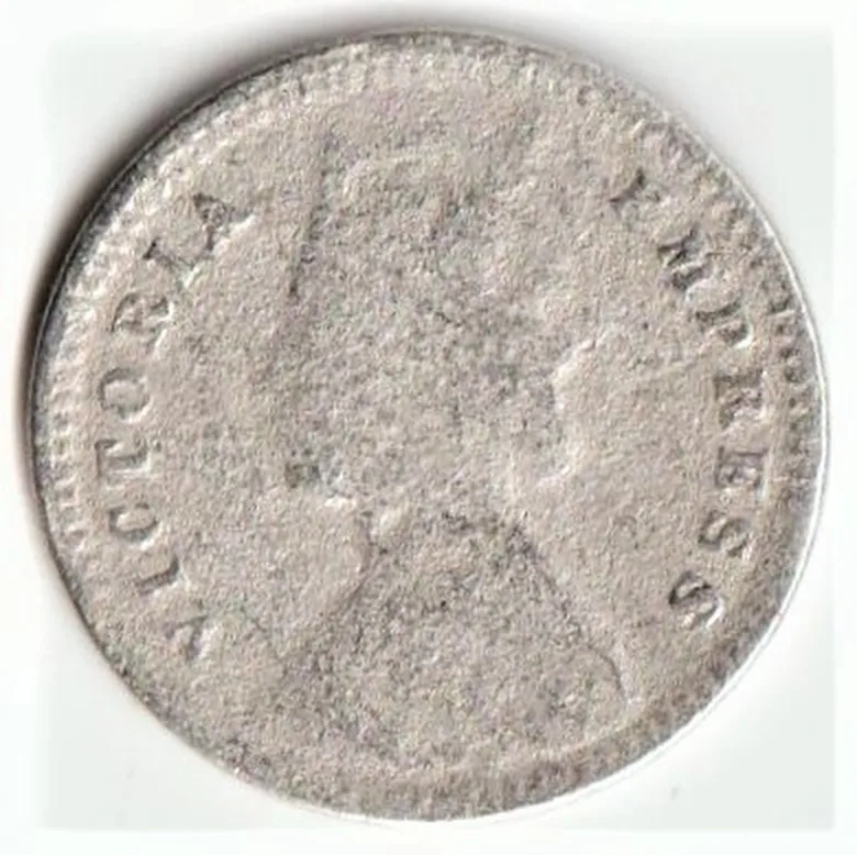 Scare Two Anna 1897 of Victoria Empress Silver Coin at Low Condition at Cheapest Price