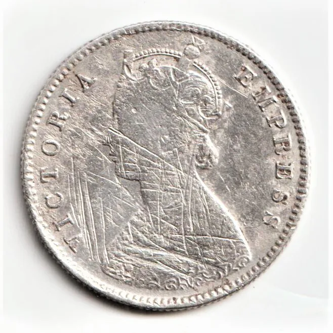 Rare Half Rupee 1883 Coin of Victoria Empress British India Silver Coin