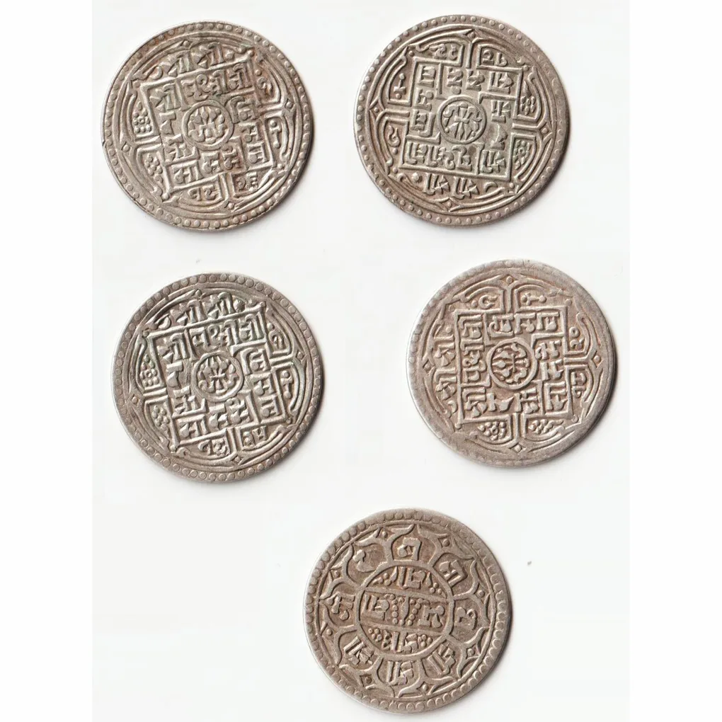 Extremely Rare One Mohur of Nepal of Prithvi Bir Bikram Shah Beautiful Silver Coin Shree Gorkhanath Bhavani