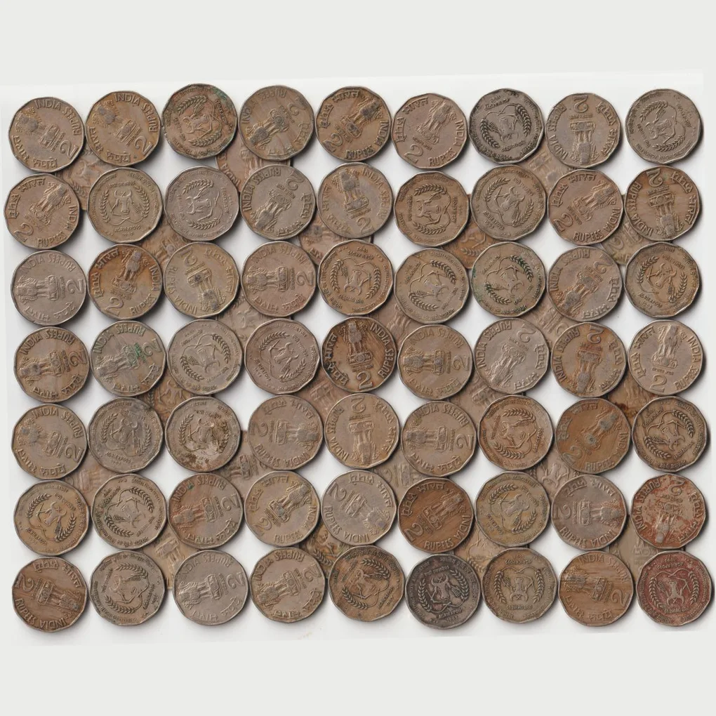 Five Coins Set of 2 Rupees 1995 Copper-Nickel Coin of Commemorative issue Globalizing Indian Agriculture - Agriexpo 95 Republic India Coins