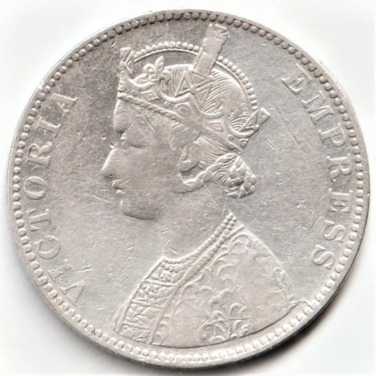 Extremely Rare One Rupee 1897 Bombay Mint Victoria Empress Silver Briitsh Coin