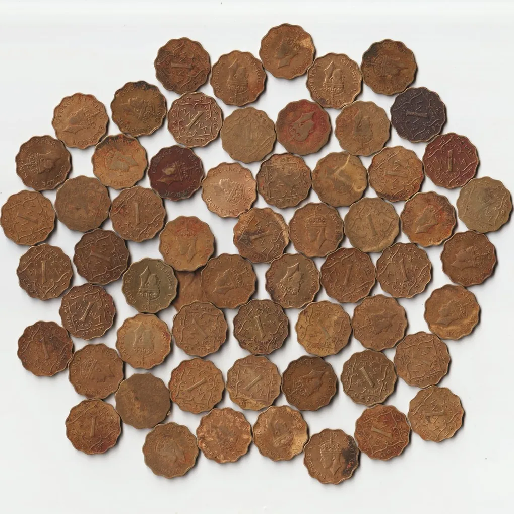 20 Coins Set of One Anna Copper-Nickel Coins of King George VI British India Coinage Randomly 20 Coins Set given From Lot