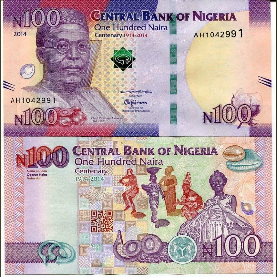 Nigeria 100 Naira World Banknote 2014 P41a UNC Commemorative 100 Years of Existence Unique and Rare