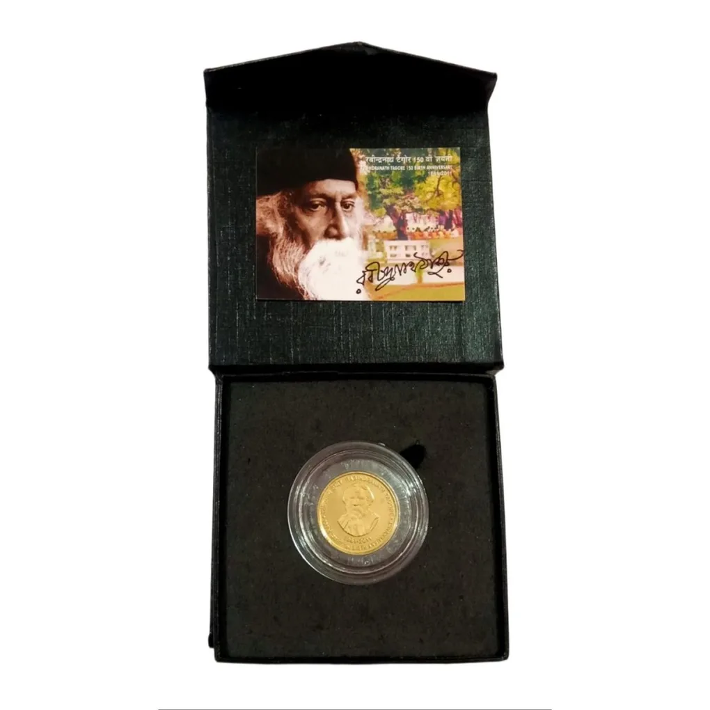 5 Rupees Rabindranath Tagore 150th Birth Anniversary Special Edition Coin Set Mint Condition with Box Pack