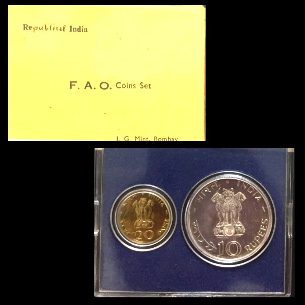 1971 Very Rare Two Coins Set Bombay Mint Issue With Card Box Certificate