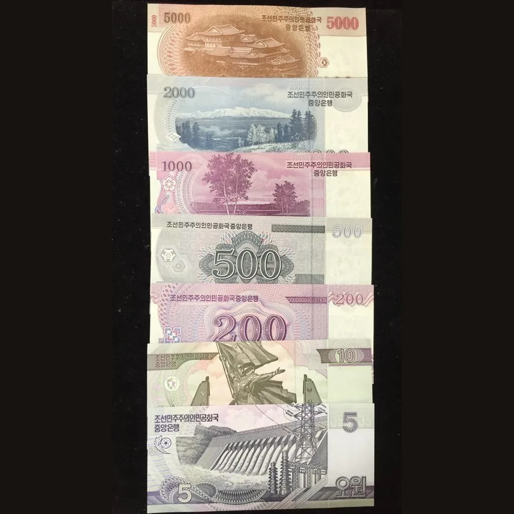 North Korea 7 Note Spiceman All Note Number 000000 Gem Unc 7 Pcs Set Note