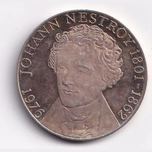 Austria 1976 Silver 100 schilling (Johann Nestroy) UNC Coin Weight 23;93 gram # 1012