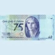 Pakistan 75 Rupees 75 Years Of The State Bank Commemorative Issue