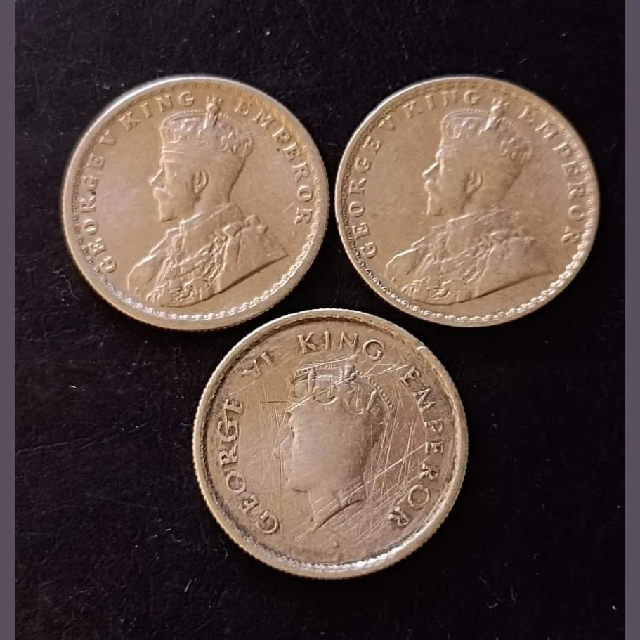 Rare Rare Set of 3 pieces of 3 different years of King and emperor George V and emperor George Vl De