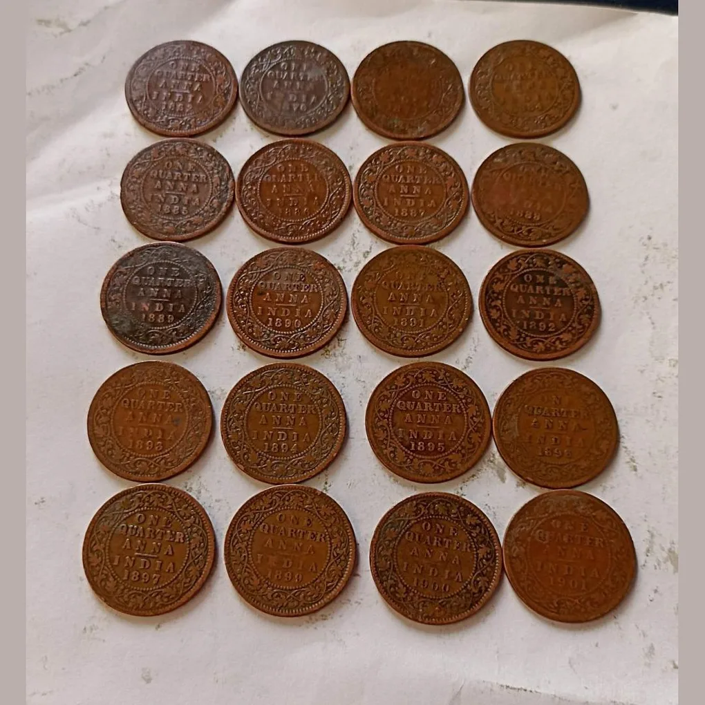Set of 20 pieces of 20 different year Victoria empress Denomination 1 ₹ Condition as per image