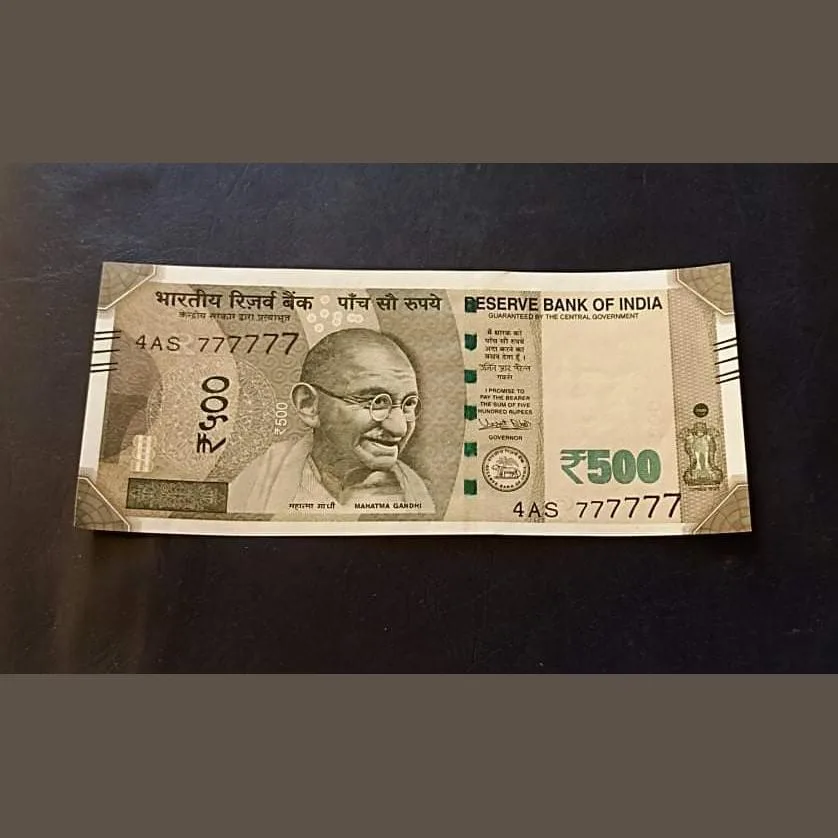 Rare Rare Reserve Bank of India 500₹ note Super fencey number 6 time 7 777777 Condition of note is a