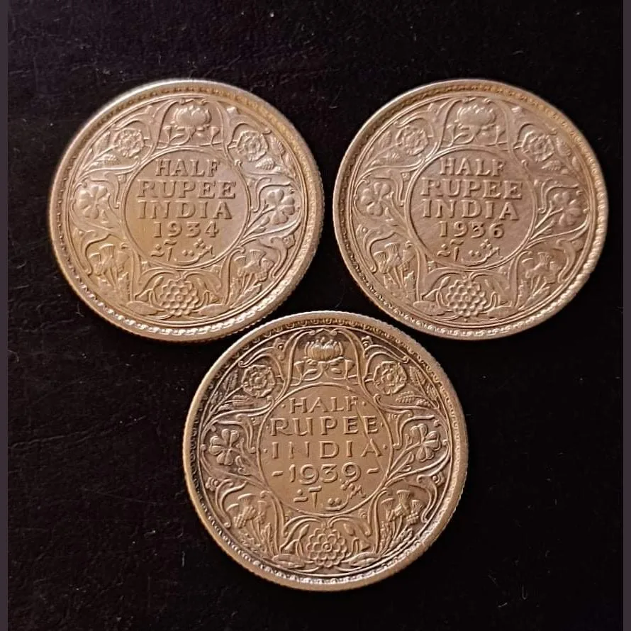 Rare Rare Set of 3 pieces of 3 different years of King and emperor George V and emperor George Vl De