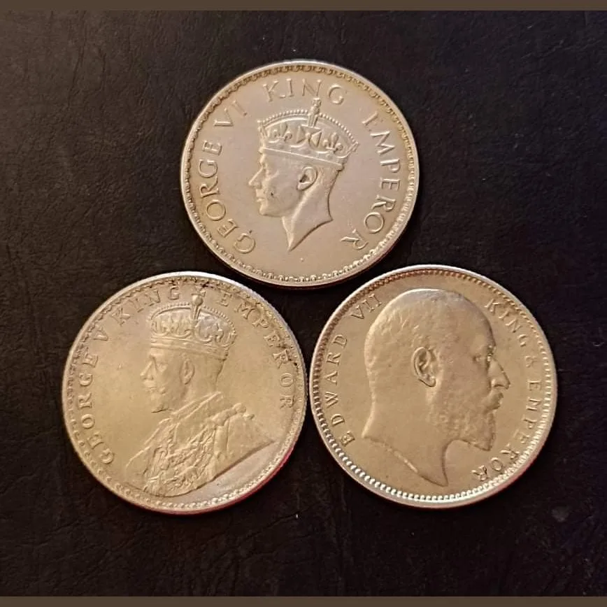 Rare Rare Set of three pieces of three different years of three different British Rulers 1) King an