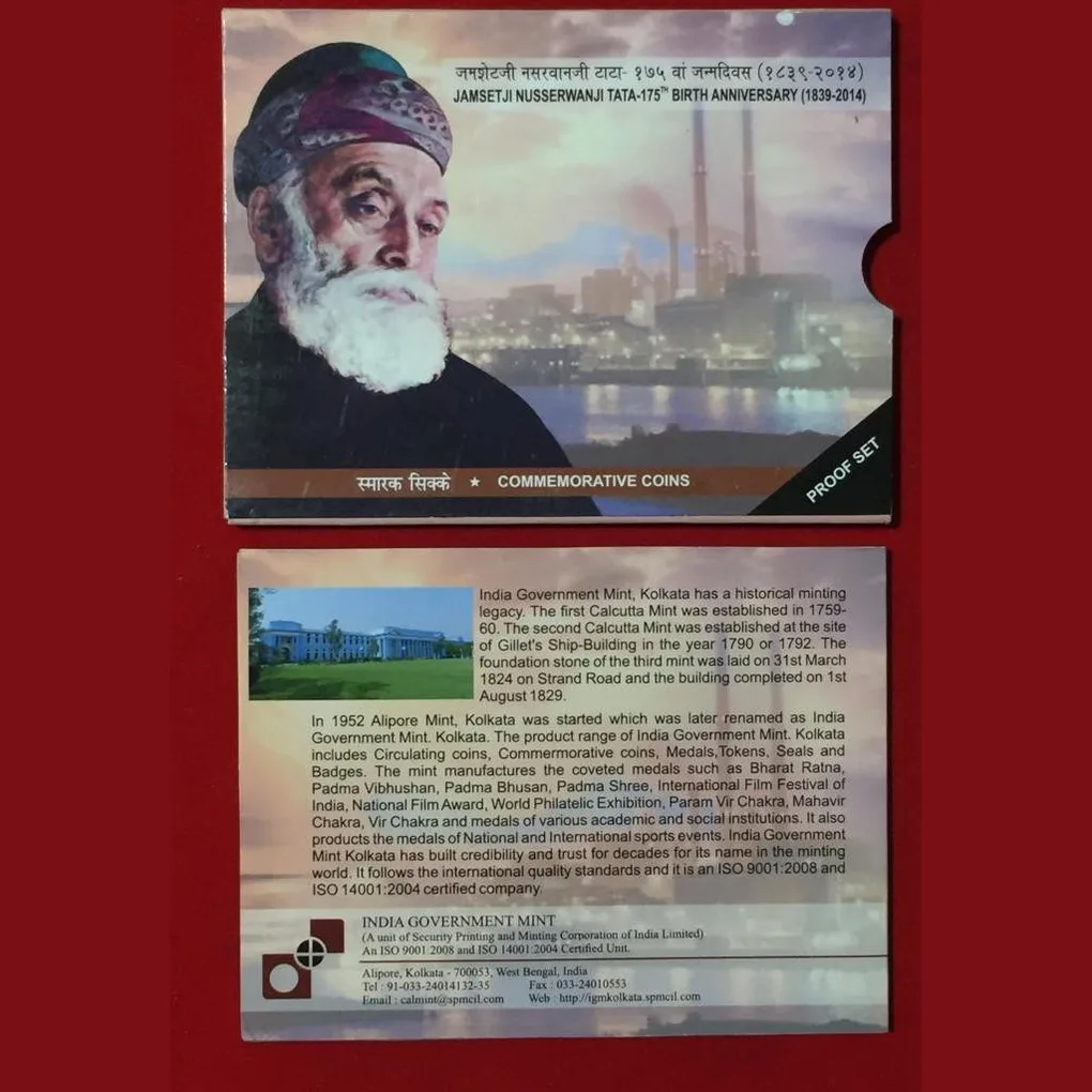 Jamset ji Nusserwanji Tata 175th Birth Anniversary (Proof Set )Kolkatta Mint