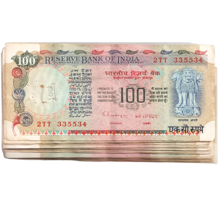 50 Notes Set of Old 100 Rupee Unserialed Used Bank Notes Bundle Signed By Governor C Rangarajan