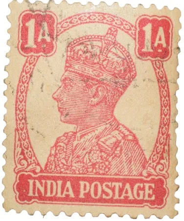 Postal Stamp of George VI 1 Anna Red Colour - Used Condition as per Image.
