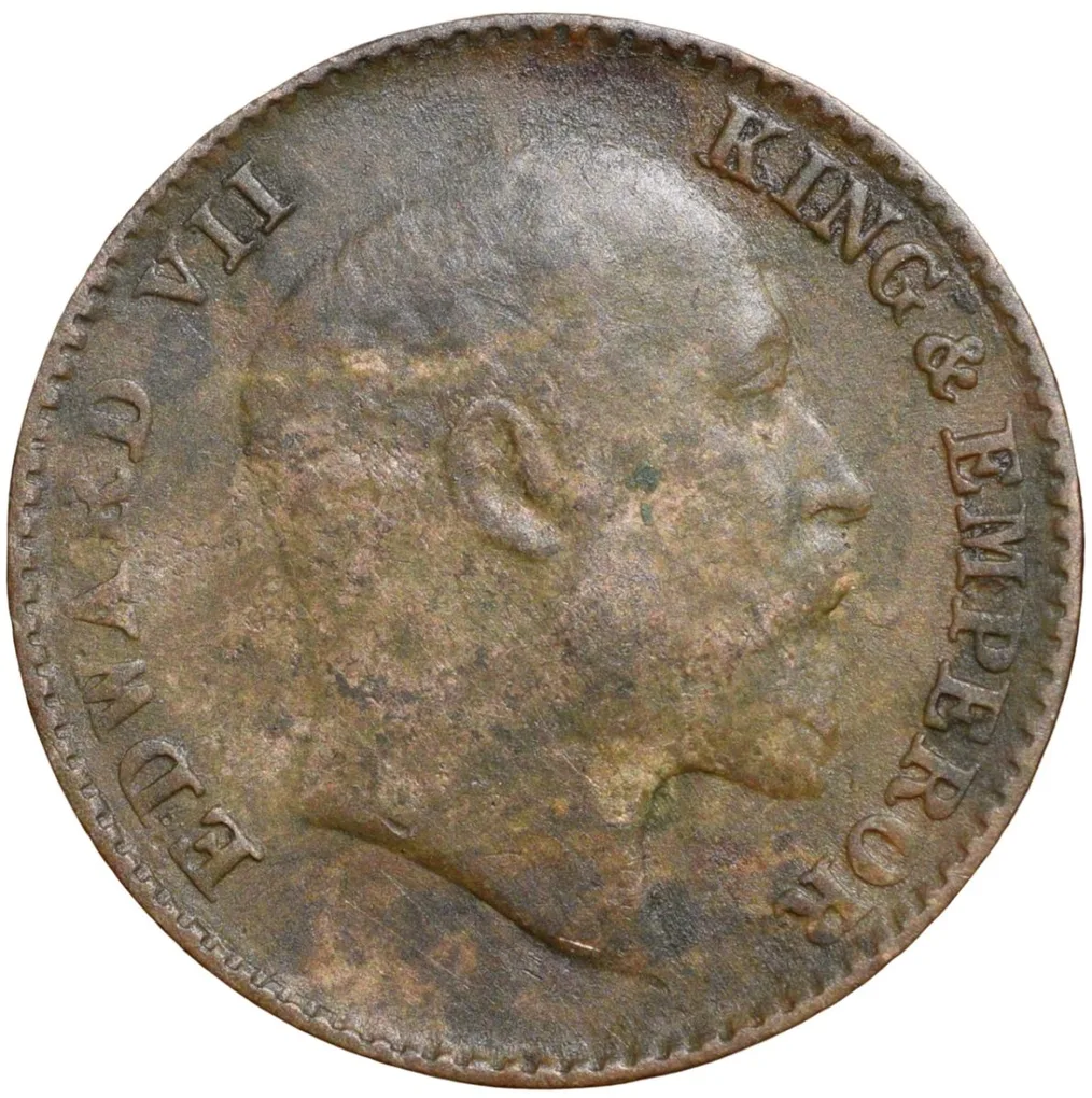 Bronze 1/12 Anna of Edward VII (AD 1910) of Calcutta Mint