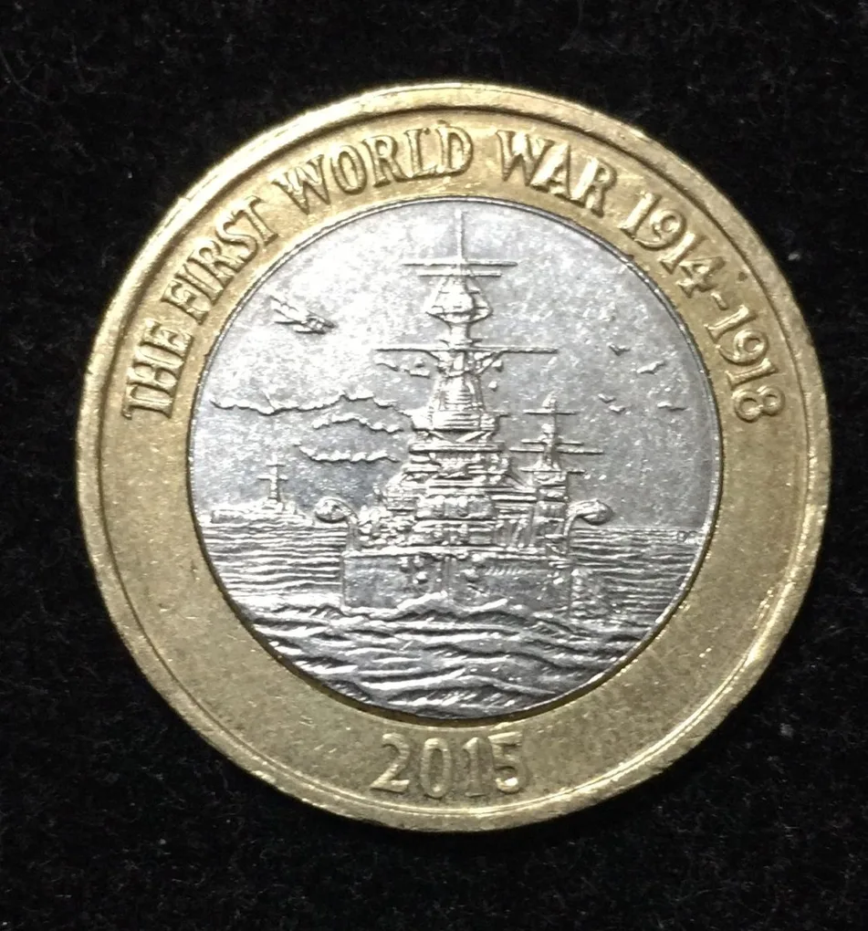 United Kingdom 2 Pounds 2015 - Elizabeth II 5th portrait; Royal Navy Commemorative issue Rare Coin #D-78