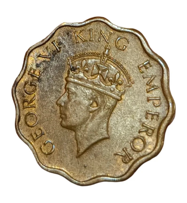 British India Ni/Brs 1/2 Anna and 1 Anna Same Year 1942 King George-VI Set 2 Coins High Collectable Grades.