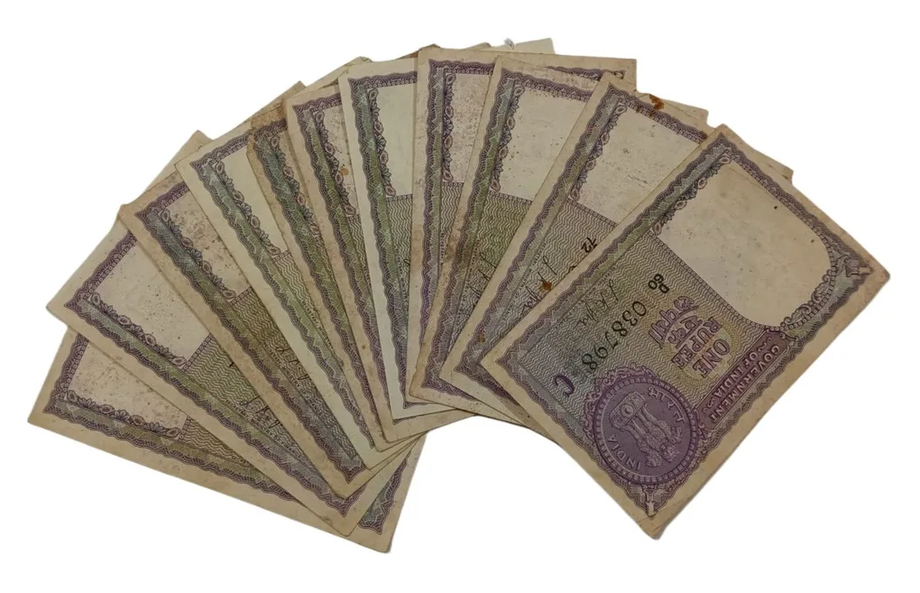 One Rupee Old Big Coin Year 1957 Signature L.K JHA Mixed Lot 12 Notes are in Used but Collectable Grades.
