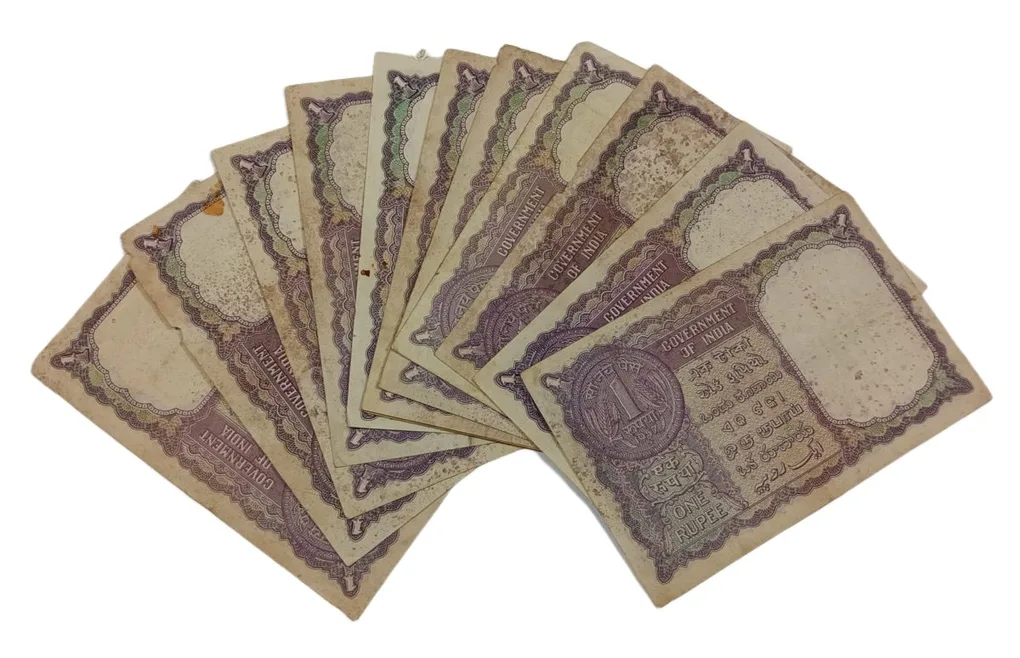 One Rupee Old Big Coin Year 1957 Signature L.K JHA Mixed Lot 12 Notes are in Used but Collectable Grades.