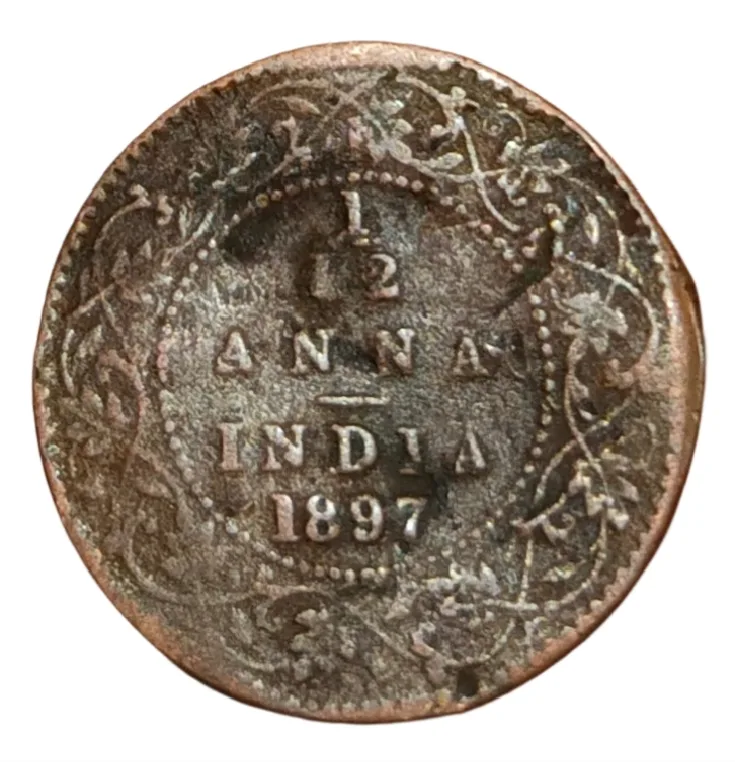 British India Copper 1/12 Anna Year 1897 Victoria Empress Used Condition.