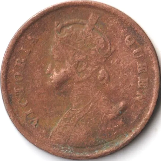 Rare One Quarter Anna 1862 Big Size Calcuuta Mint Copper Coin of Queen Victoria British India Coinage