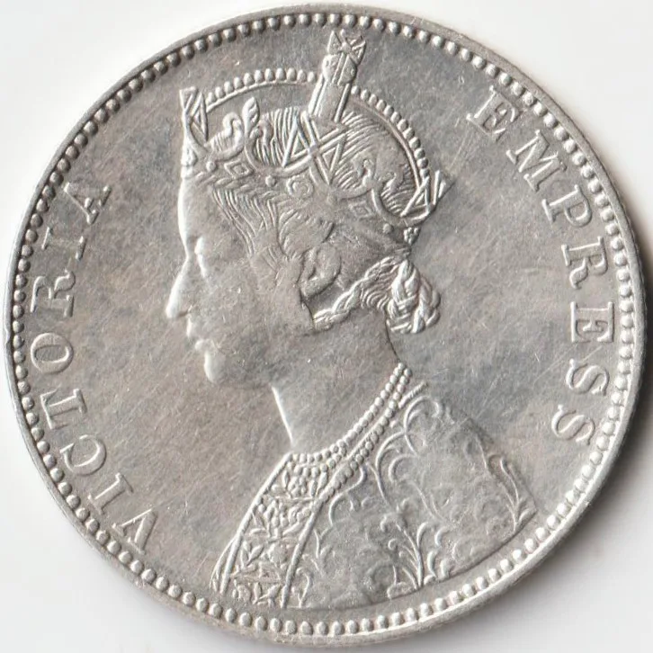 One Rupee 1892 Top Grade Silver Coin of Victoria Empress Collectible Coin of Maharaja Gagan Singh Princely State of Bikanir
