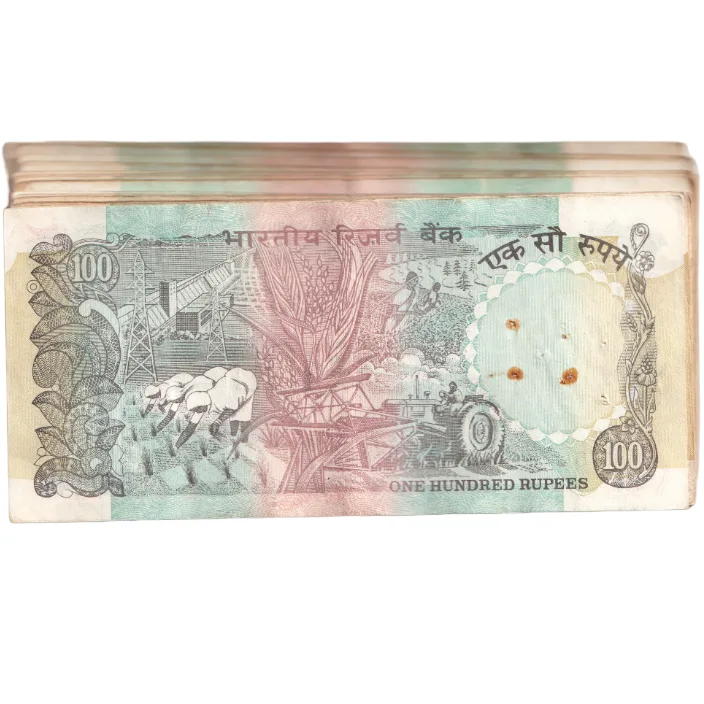 50 Notes Set of Old 100 Rupee Unserialed Used Bank Notes Bundle Signed By Governor C Rangarajan