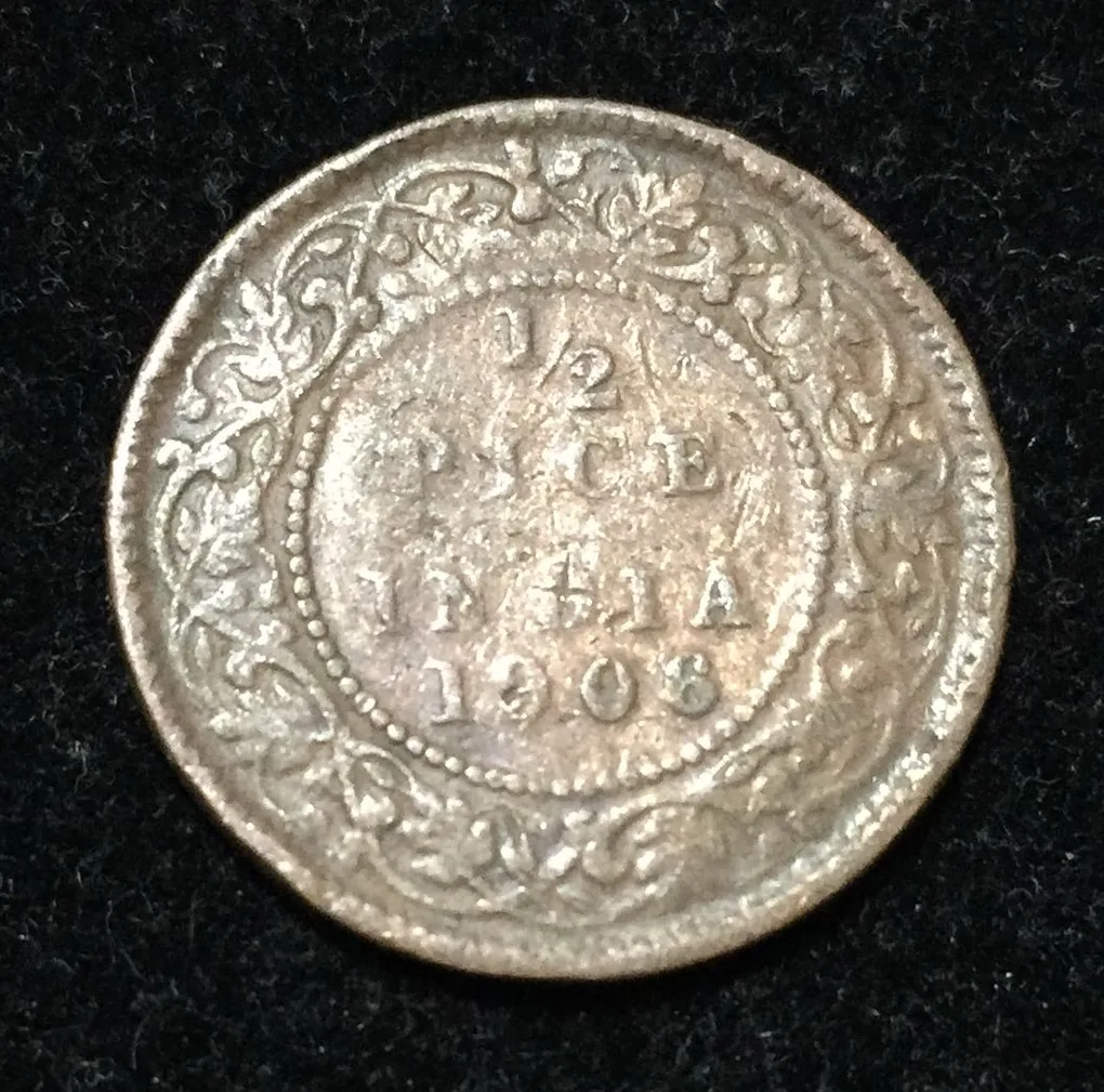India - British ½ Pice 1906 - Edward VII rare Coin Lowest price #I-38