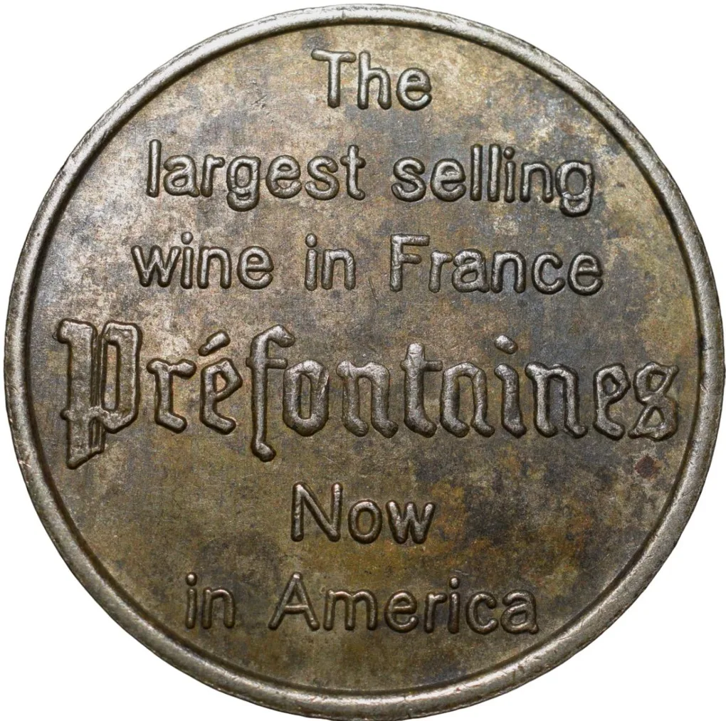 Nickel Token from America (AD 1961) Vin Prefontaines "bonne chance"