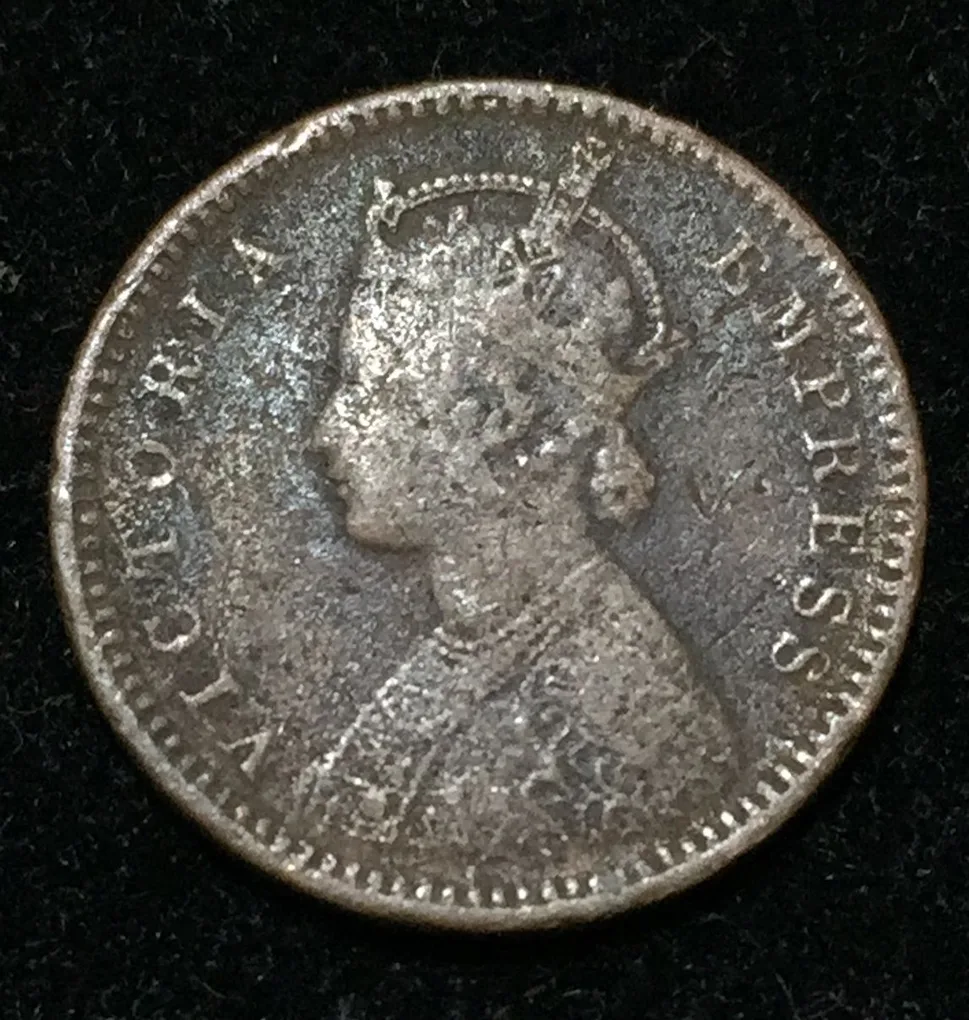 India - British 1β12 Anna 1891 - Victoria Rare Coin #I-39