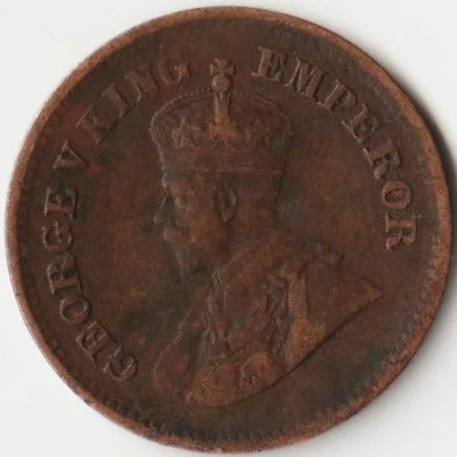 1/2 Pice 1912 Copper Coin of King George V British India Coinage