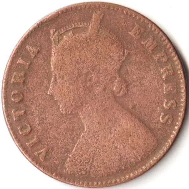 One Quarter Anna 1897 Copper Coin of Victoria Empress British India Collectible Coins