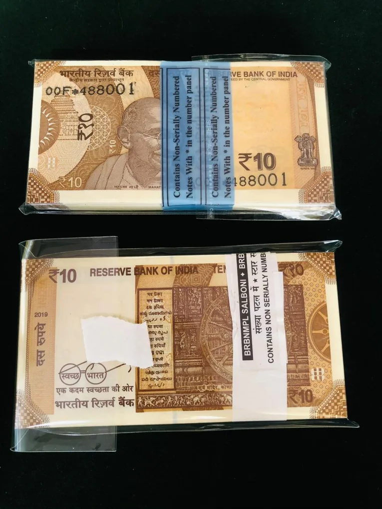 Rs 10 India Banknote Replacement Star Issue 00F Inset L Serial Bundle Gem Unc 2019 Shaktikant Das