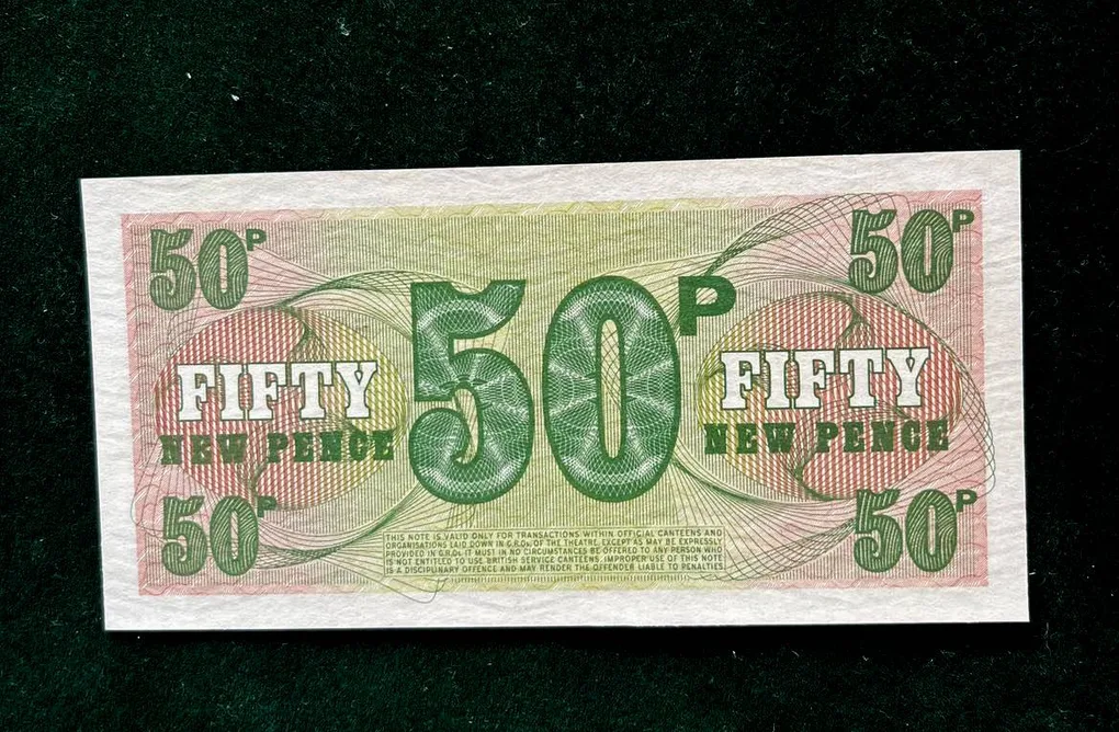 Great Britain-British Armed Forces 50 New Pence World Bank note Series ending 786 Unique and Rare