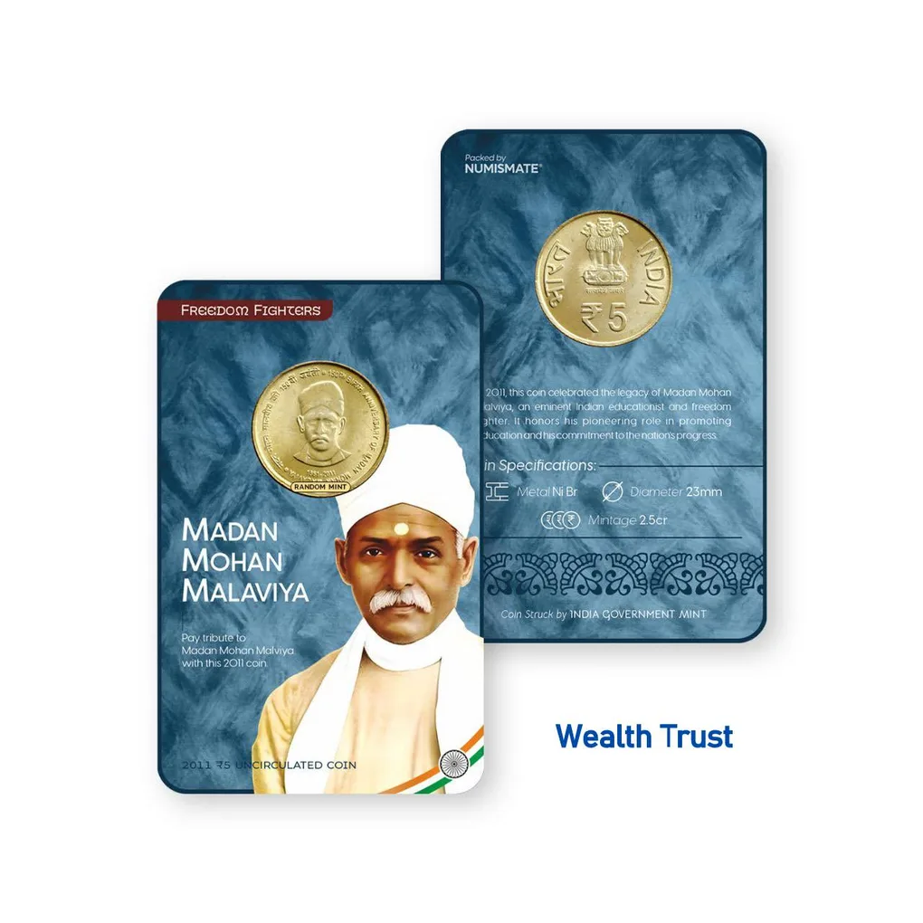 Rs 5 India Government Issue Blister Pack Madan Mohan Malviya Unique and Rare