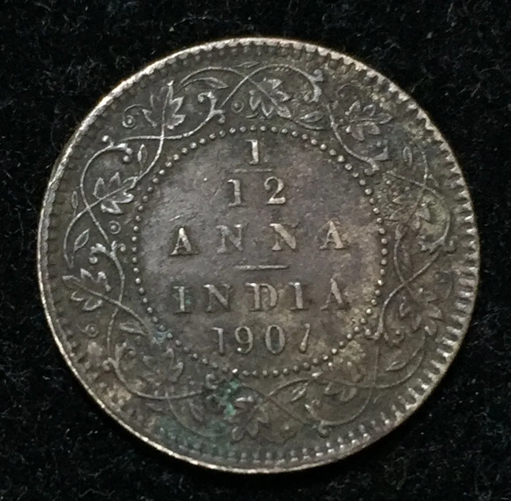 India - British 1⁄12 Anna 1907 - Edward VII Rare coin Lowest price #I-55