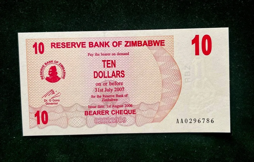 Zimbabwe Dollar 10 World Bank note Series ending 786 Unique and Rare
